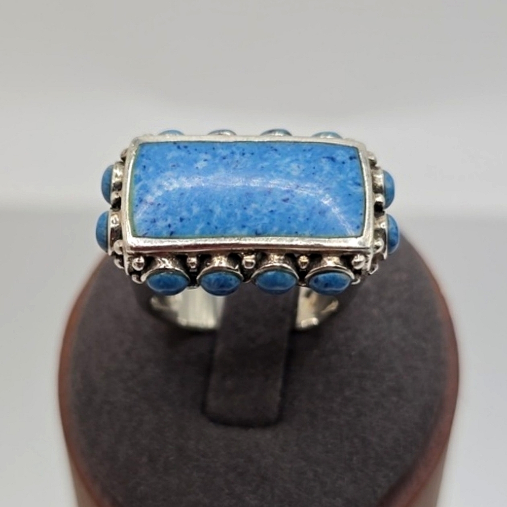 Authentic Estate 925 Sterling Silver Larimar Ring Artisan